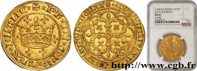 PHILIP VI OF VALOIS
Type : Couronne d'or 
Date : 29/01/1340 
Metal : gold 
Millesimal fineness : 1000  ‰
Diameter : 32  mm
Orientation dies : 8  h.
We...