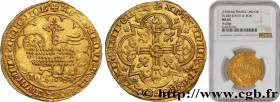 JOHN II "THE GOOD"
Type : Mouton d'or 
Date : 17/01/1355 
Date : n.d. 
Metal : gold 
Millesimal fineness : 1000  ‰
Diameter : 30,5  mm
Orientation die...