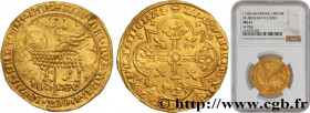 JOHN II "THE GOOD"
Type : Mouton d'or 
Date : 17/01/1355 
Date : n.d. 
Metal : gold 
Millesimal fineness : 1000  ‰
Diameter : 30  mm
Orientation dies ...