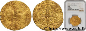 JOHN II "THE GOOD"
Type : Mouton d'or 
Date : 17/01/1355 
Date : n.d. 
Metal : gold 
Millesimal fineness : 1000  ‰
Diameter : 28  mm
Orientation dies ...