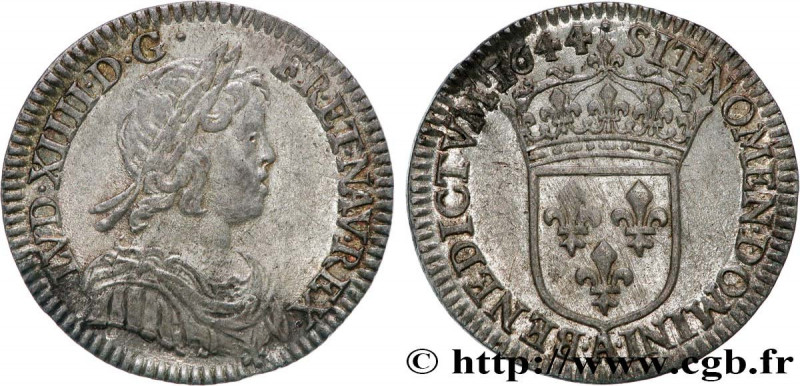 LOUIS XIV "THE SUN KING"
Type : Douzième d'écu à la mèche courte 
Date : 1644 
M...