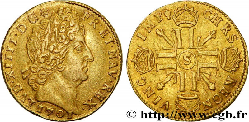 LOUIS XIV "THE SUN KING"
Type : Louis d’or aux huit L et insignes 
Date : 1701 
...