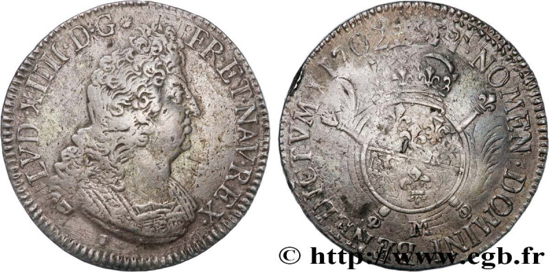 LOUIS XIV "THE SUN KING"
Type : Écu aux insignes 
Date : 1702 
Mint name / Town ...