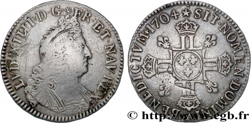 LOUIS XIV "THE SUN KING"
Type : Demi-écu aux huit L, 2e type 
Date : 1704 
Mint ...