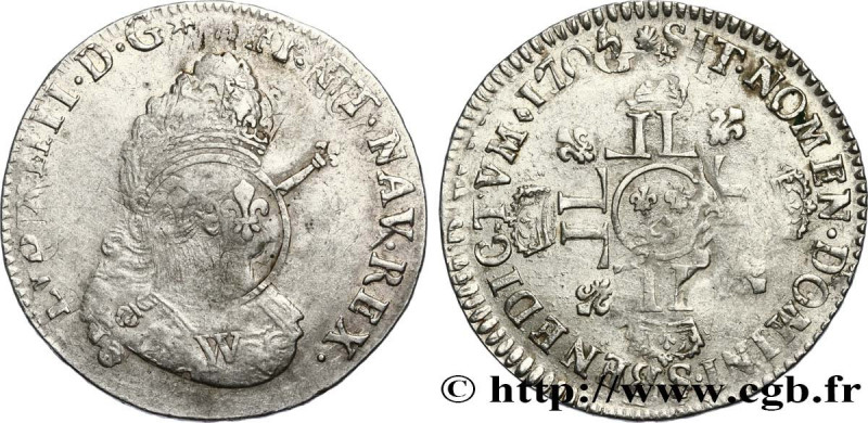 LOUIS XIV "THE SUN KING"
Type : Demi-écu aux huit L, 2e type 
Date : 1705 
Mint ...