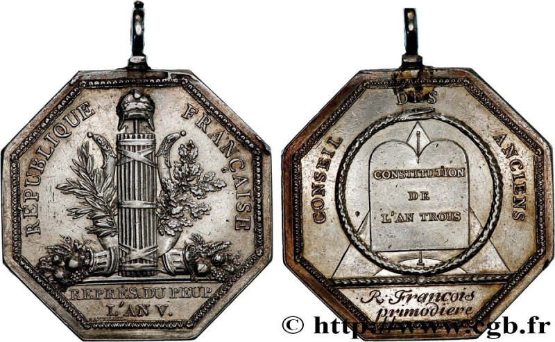 DIRECTOIRE
Type : Médaille, Conseil des Anciens 
Date : An 5 (1796-1797) 
Metal ...