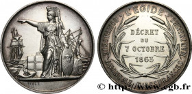 INSURANCES
Type : L’EGIDE 
Date : 1863 
Metal : silver 
Diameter : 36  mm
Orientation dies : 12  h.
Weight : 20  g.
Edge : lisse + poinçon Abeille ARG...