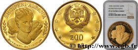 ALBANIA
Type : 200 Leke Proof 
Date : 1968 
Quantity minted : 2170 
Metal : gold 
Millesimal fineness : 900  ‰
Diameter : 45  mm
Orientation dies : 6 ...