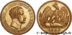 GERMANY - KINGDOM OF PRUSSIA - FREDERICK-WILLIAM III
Type : 1 Frédéric d'or 
Date : 1840 
Mint name / Town : Berlin 
Quantity minted : - 
Metal : gold...