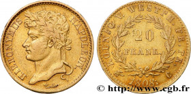 GERMANY - KINGDOM OF WESTPHALIA - JÉRÔME NAPOLÉON
Type : 20 Franken 
Date : 1808 
Mint name / Town : Cassel 
Quantity minted : 13450 
Metal : gold 
Mi...