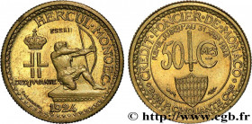 MONACO - LOUIS II
Type : Piéfort - Essai de 50 centimes 
Date : 1924 
Mint name / Town : Poissy 
Quantity minted : - 
Metal : bronze-aluminium 
Diamet...