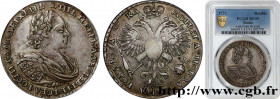 RUSSIA - PETER THE GREAT I
Type : Rouble 
Date : 1721 
Mint name / Town : Moscou 
Metal : silver 
Millesimal fineness : 729  ‰
Diameter : 40  mm
Orien...
