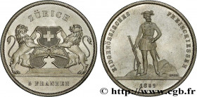 SWITZERLAND - CANTON OF ZÜRICH
Type : 5 Franken Tir de Zurich 
Date : 1859 
Quantity minted : 6000 
Metal : silver 
Millesimal fineness : 835  ‰
Diame...