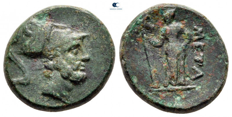 Lucania. Metapontion circa 225-200 BC. 
Bronze Æ

17 mm, 4,91 g



very f...