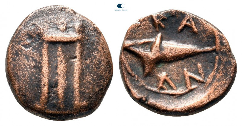 Cimmerian Bosporos. Pantikapaion circa 109-105 BC. 
Bronze Æ

12 mm, 1,57 g
...