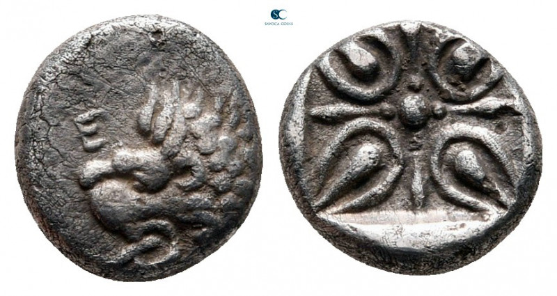 Satraps of Caria. Halikarnassos. Hekatomnos 392-377 BC. 
Obol AR

9 mm, 1,02 ...