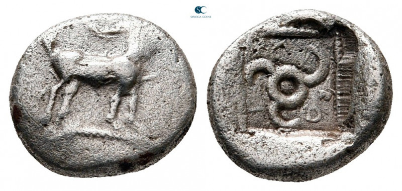 Dynasts of Lycia. Uncertain Dynast 480-430 BC. 
Diobol AR

11 mm, 1,18 g

...