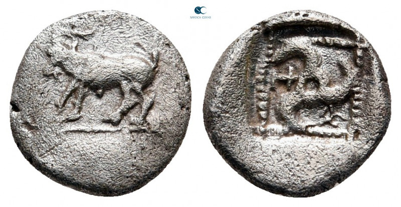 Dynasts of Lycia. Uncertain Dynast 470-440 BC. 
Obol AR

10 mm, 0,79 g


...