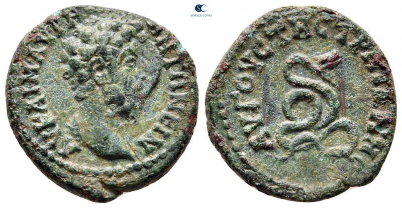 Thrace. Augusta Traiana. Marcus Aurelius AD 161-180. 
Bronze Æ

19 mm, 4,08 g...