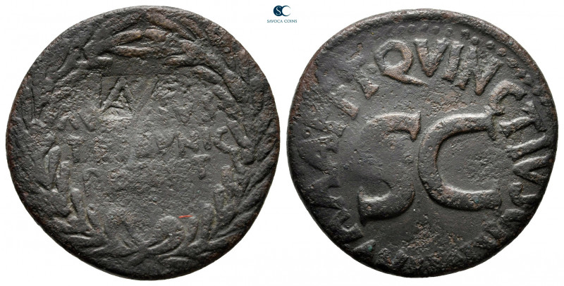 Augustus 27 BC-AD 14. T. Quinctius, moneyer.. Rome
As Æ

26 mm, 6,20 g


...