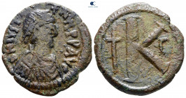 Justin I AD 518-527. Constantinople. Half Follis or 20 Nummi Æ