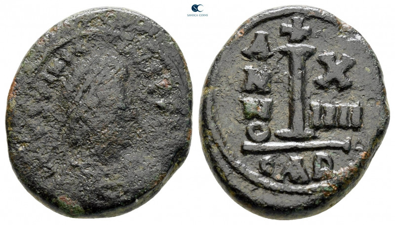 Justinian I AD 527-565. Carthage
Decanummium Æ

20 mm, 6,22 g



fine