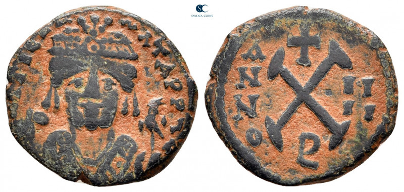 Maurice Tiberius AD 582-602. Theoupolis (Antioch)
Decanummium Æ

19 mm, 2,68 ...