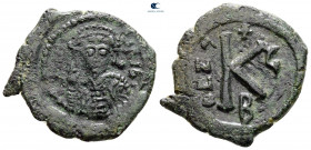 Maurice Tiberius AD 582-602. Uncertain mint. Half Follis or 20 Nummi Æ