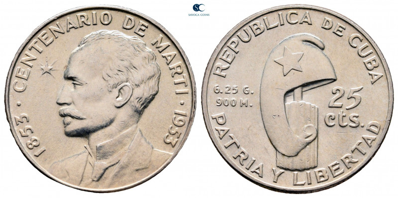 Cuba. AD 1853-1953.
25 Centavos

24 mm, 6,28 g



very fine