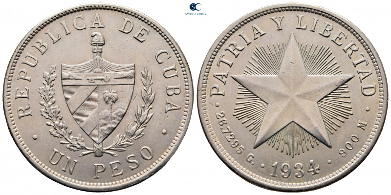 Cuba. AD 1934.
1 Peso

38 mm, 26,71 g



extremely fine