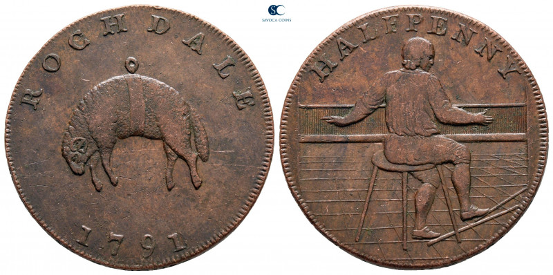 Great Britain. Lancashire, Rochdale. AD 1791.
Halfpenny CU

30 mm, 13 g


...