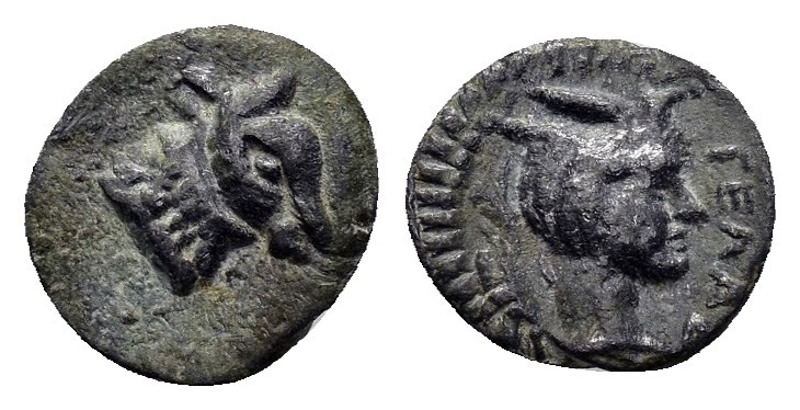 SICILY. Gela.(420-405 BC).Onkia.

Obv : Head of bull right.

Rev : ΓΕΛΑΣ.
Head o...