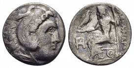 KINGS of MACEDON. Alexander III.(336-323 BC).Lampsakos.Drachm.

Obv : Head of Herakles right, wearing lion skin.

Rev : AΛEΞANΔPOY.
Zeus seated l...