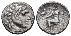 KINGS of MACEDON. Alexander III.(336-323 BC).Sardeis.Drachm.

Obv : Head of Herakles right, wearing lion skin.

Rev : AΛEΞANΔPOY.
Zeus seated lef...