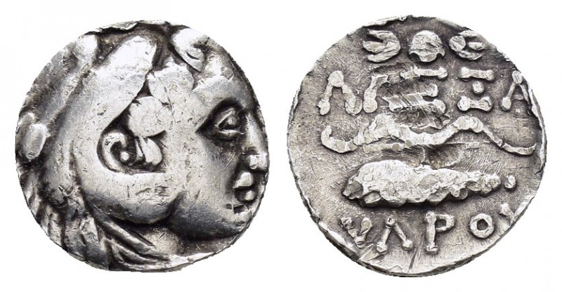 KINGS of MACEDON. Alexander III.(Circa 324/3-320 BC).Hemiobol.

Obv: Head of Her...