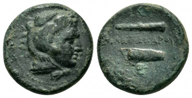 KINGS of MACEDON. Alexander III.(336-323 BC).Uncertain in Macedon.Ae.

Obv : Hea...