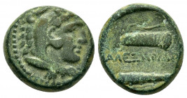 KINGS of MACEDON. Alexander III 'the Great' (336-323 BC).Uncertain in Macedon.Ae.

Obv : Head of Herakles right, wearing lion skin.

Rev : ΑΛΕΞΑΝΔΡΟΥ....