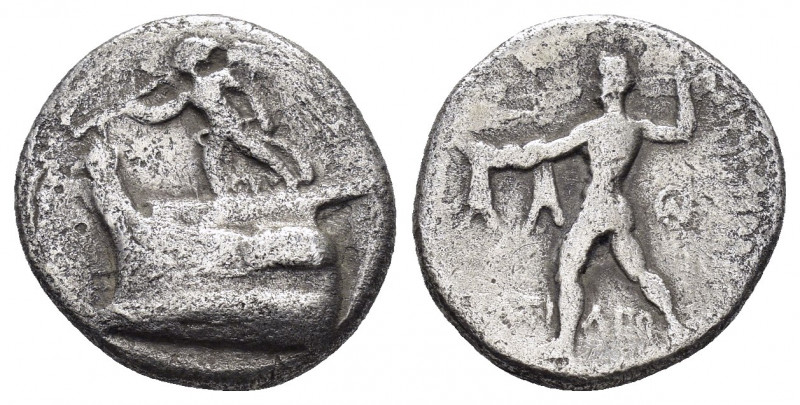KINGS of MACEDON. Demetrios I.(306-283 BC).Tarsos.Drachm.

Obv : Nike standing l...