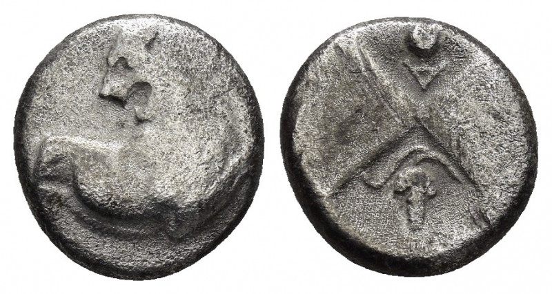 THRACE.Chersonesos.(Circa 350-330 BC.).Hemidrachm.

Obv : Forepart of lion right...
