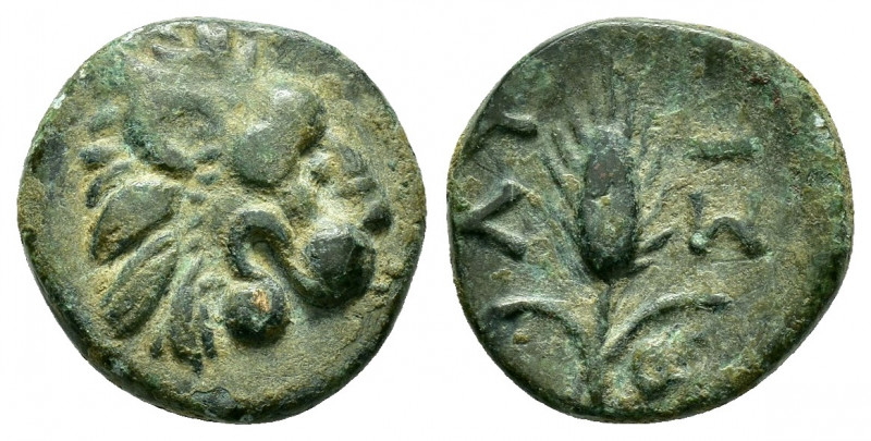 KINGS of THRACE.Lysimachos.(305-281 BC).Ae.

Obv : Lion facing.

Rev : ΛY ΣI.
Gr...