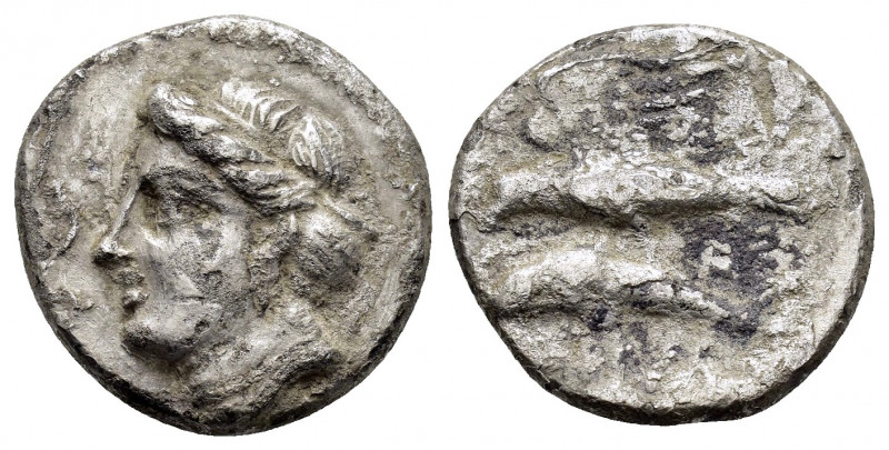 PAPHLAGONIA.Sinope.(Circa 330-300 BC).Drachm.

Obv : Head of nymph left, with ha...