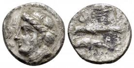 PAPHLAGONIA.Sinope.(Circa 330-300 BC).Drachm.

Obv : Head of nymph left, with hair in sakkos; aphlaston to left.

Rev : ΦΑΓΕΤΑ / ΣINΩ.
Sea-eagle stand...