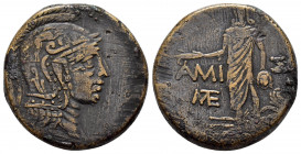 PONTOS.Amisos.Time of Mithradates VI.(Circa 105-85 BC).Ae.

Obv : Helmeted head of Athena right.

Rev : AMIΣOY; Perseus standing facing, wearing point...