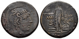 PONTOS.Amisos.Time of Mithradates VI.(Circa 105-85 BC).Ae.

Obv : Helmeted head of Athena right.

Rev : AMIΣOY; Perseus standing facing, wearing point...
