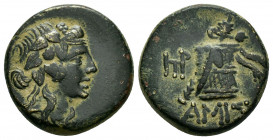 PONTOS. Amisos. Time of Mithradates VI Eupator (Circa 105-90 or 90-85 BC). Ae.

Obv : Head of Dionysos right, wearing ivy wreath.

Rev : AMIΣOY.
Thyrs...