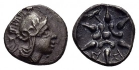 ASIA MINOR.Uncertain.(5th-4th Centuries BC).Obol.

Obv : Head of Athena wearing crested Attic helmet to right.

Rev : Six rayed star.

Condition...