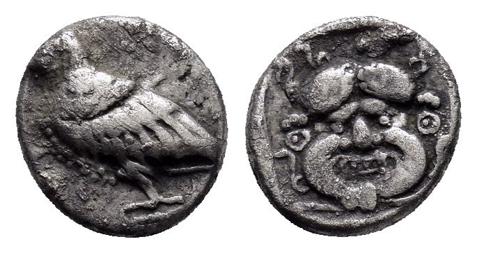 TROAS. Abydos.(Circa 480-450 BC).Obol.

Obv : Eagle standing to left.

Rev : Fac...