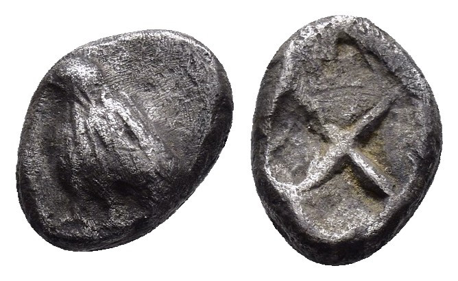 TROAS.Abydos.(Before 480 BC).Triobol. 

Obv : Eagle standing to left 

Rev : Qua...