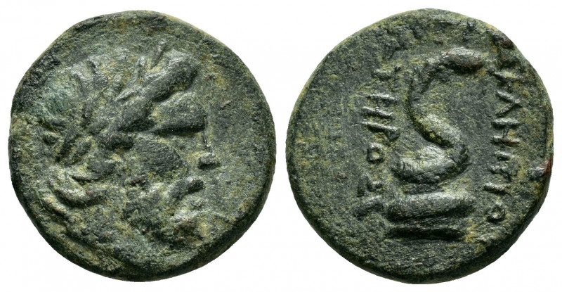 MYSIA.Pergamon.(Circa 133-27 BC).Ae.

Obv : Laureate head of Asklepios right. c/...