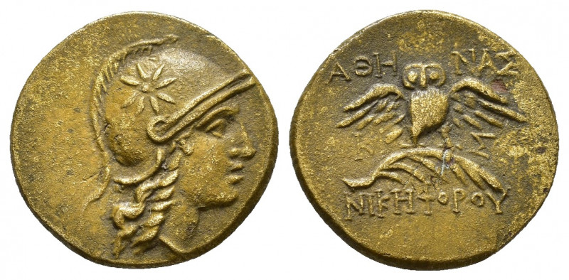 MYSIA.Pergamon.(Circa 200-133 BC).Ae.

Obv : Head of Athena right, wearing helme...